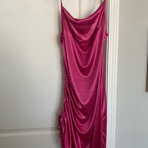 Hot pink slinky silk dress